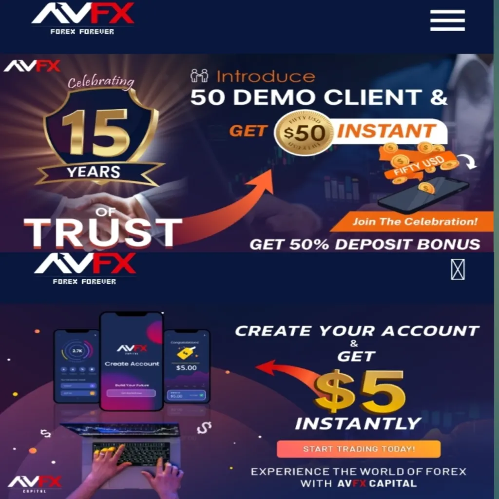 $50 Demo Clients + $5 No Deposit Bonus | Avfx Capital