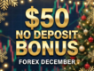 $50 No Deposit Bonus Forex December