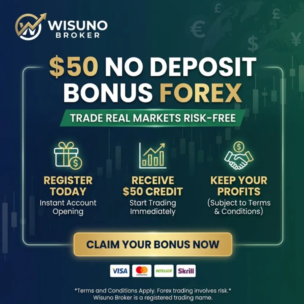 $50 No Deposit Bonus Forex | Wisuno Broker