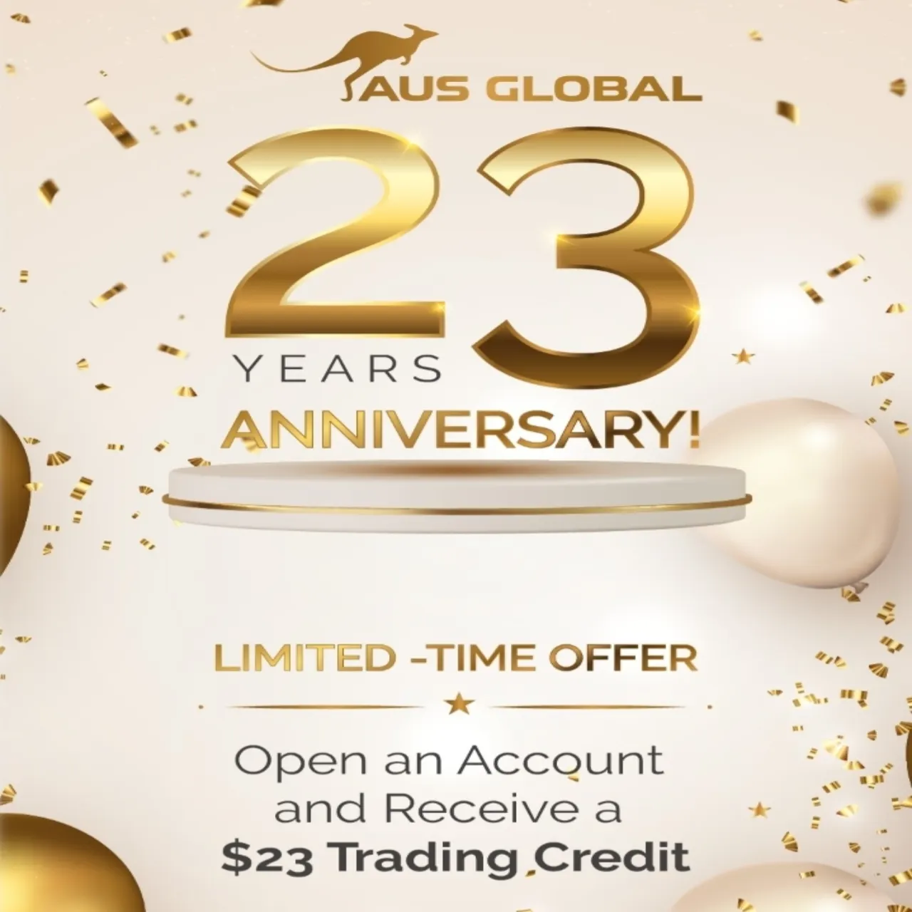 $23 No Deposit Bonus | AUS Global Broker Anniversary
